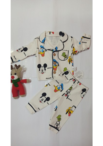 Mini Love Desenli Yakalı Bebek Pijama Takımı