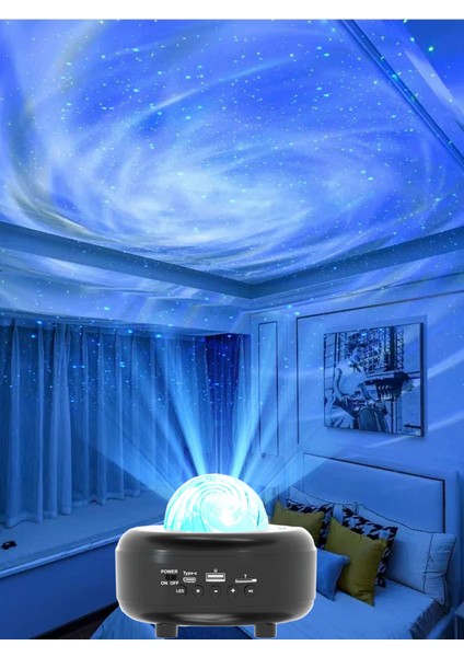 Galaksi Gökyüzü ve Yıldızları Yansıtan Gece Lambası Hoparlör Özellikli LED Rgb Işıklı Telefon ile Bluetooth Bağlantı Rgb Starry Sky Light Speaker CH-M27