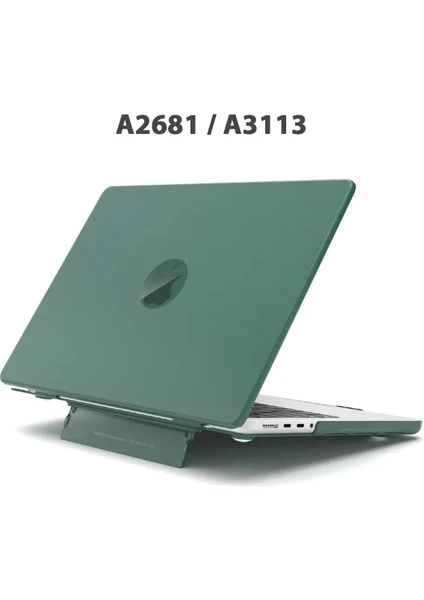 Macbook Air 13.6" M2-M3 Çip 2022/2024 A2681 A3113 Uyumlu Standlı Şeffaf Iz Bırakmayan Koruyucu Kapak