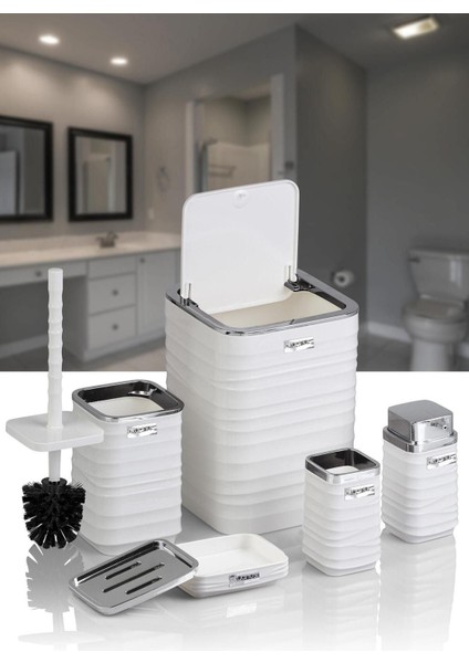 Tekno Trust Beyaz Luna Beyaz Kromlu Kare 5'li Banyo Seti 5 Plastik indirimleri