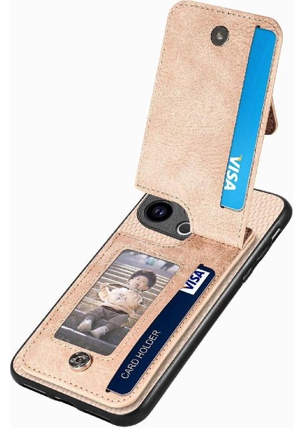 IPhone 15 Için Kılıf Pro Fermuar Cüzdan Manyetik Araç Montaj Crad Yuvası Standı (Yurt Dışından)