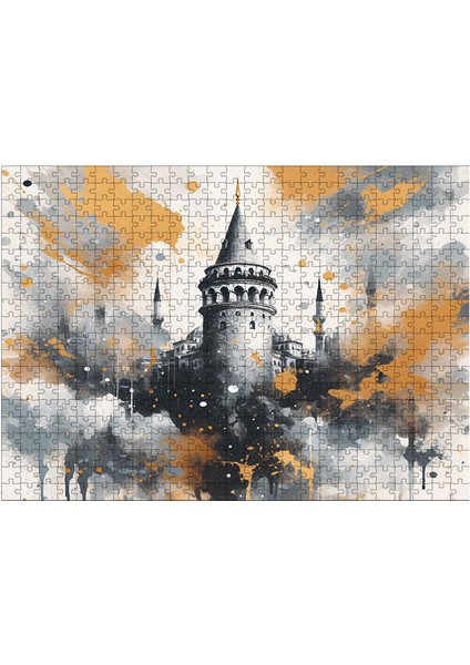 Ahşap Mdf Puzzle Yapboz Istanbul Galata Kulesi 500 Parça 50*70 cm