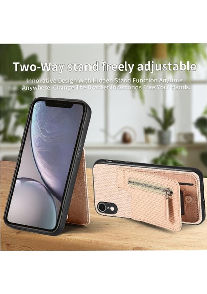 IPhone Xr Fermuar Crad Yuvası Cüzdan Standı Manyetik Araç Montaj (Yurt Dışından)