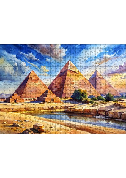 Ahşap Mdf Puzzle Yapboz Mısır Piramitleri 500 Parça 50*70 cm