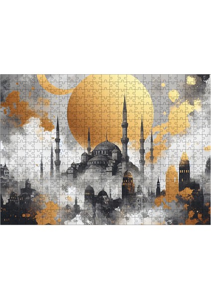 Ahşap Mdf Puzzle Yapboz Cami Temalı 500 Parça 50*70 cm