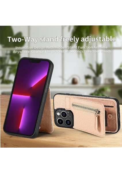 IPhone 13 Için Kılıf Pro Fermuar Cüzdan Crad Yuvası Manyetik Araç Montaj Standı (Yurt Dışından)