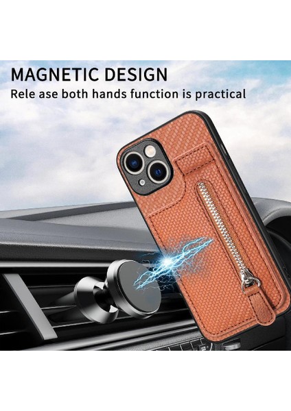 IPhone 15 Artı Crad Yuvası Manyetik Araç Montaj Cüzdan Standı Fermuar (Yurt Dışından)