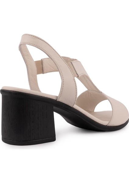 Deri Sandalet Modern Lastikli 607 Krema fırsatları