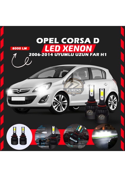Opel Corsa D 2006-2014 Uzun Far Uyumlu Şimşek Etkili LED Xenon Light Series H1