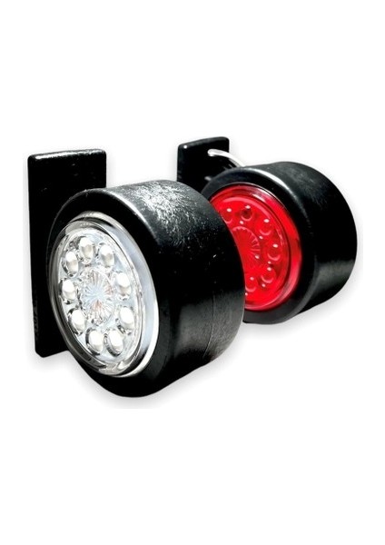 10 Adet 12 Ledli Takoz Lamba Kırmızı Beyaz 12/24 Volt