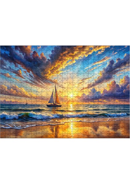 Ahşap Mdf Puzzle Yapboz Yelken Tekne 500 Parça 50*70 cm