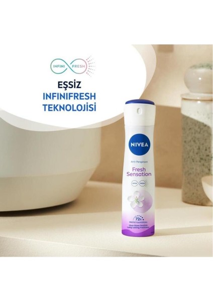Fresh Sensation Kadın Sprey Deodorant 150 Ml,72 Saat Anti-Perspirant Koruma,uzun Süren Ferahlı