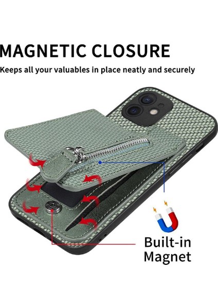 IPhone 11 Için Kılıf Cüzdan Crad Yuvası Fermuar Standı Manyetik Araç Montaj (Yurt Dışından) fırsatları