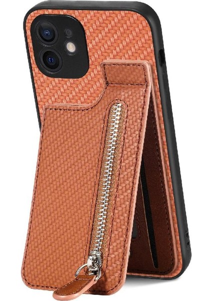 IPhone 11 Için Kılıf Cüzdan Crad Yuvası Fermuar Standı Manyetik Araç Montaj (Yurt Dışından)