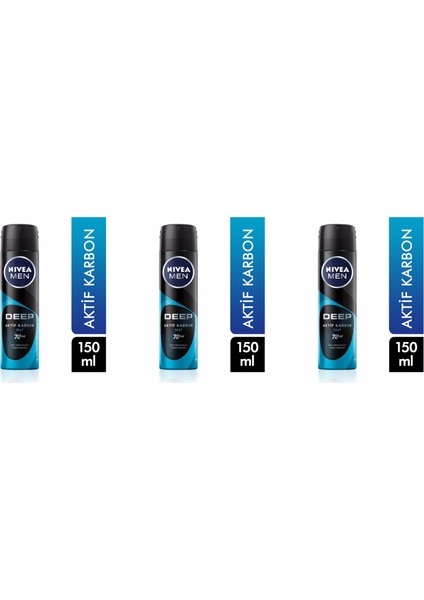 Deodorant 150 ml Erkek Deep Beat Aktif Karbon 3 Adet fiyatları