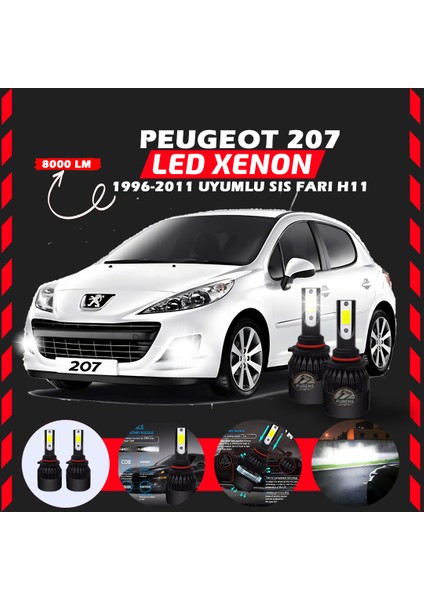 Peugeot 207 1996-2011 Sis Farı Uyumlu Şimşek Etkili LED Xenon Light Series H11