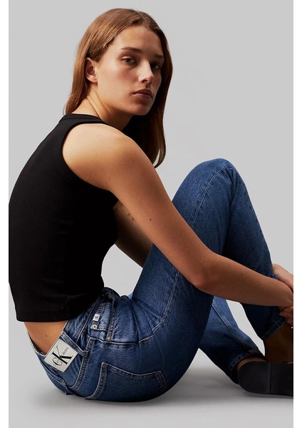 Kadın Dar Kesim Düz Paça Mavi Jeans