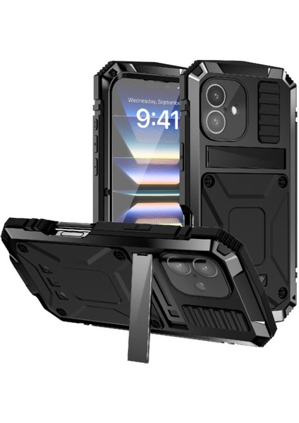 IPhone 16 Için Metal Kasa Withkickstand 360 Tam Vücut Koruyucu Kapak (Yurt Dışından)