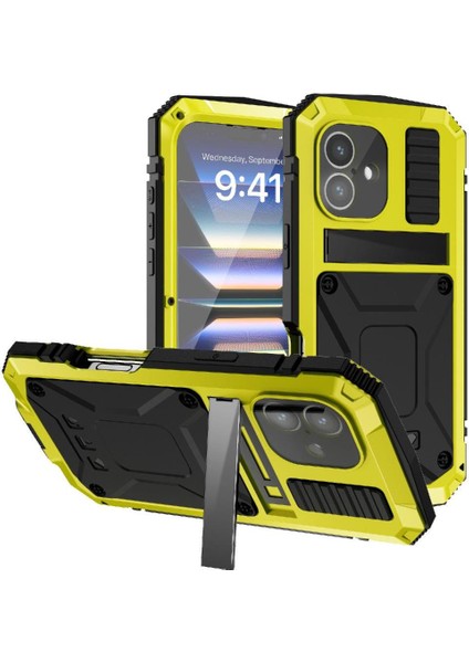 IPhone 16 Için Metal Kasa Withkickstand 360 Tam Vücut Koruyucu Kapak (Yurt Dışından)