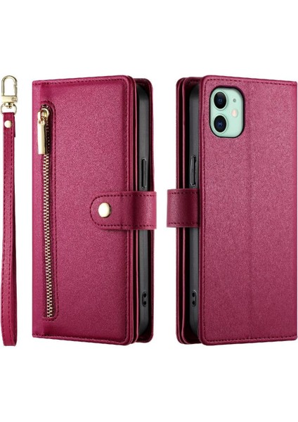 IPhone 11 Için Flip Case Crossbody Kayış Standı Cüzdan Çok Fonksiyonlu (Yurt Dışından)
