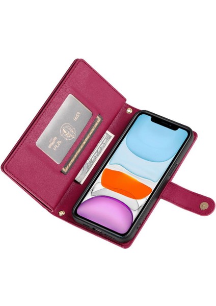 IPhone 11 Için Flip Case Crossbody Kayış Standı Cüzdan Çok Fonksiyonlu (Yurt Dışından) indirimleri