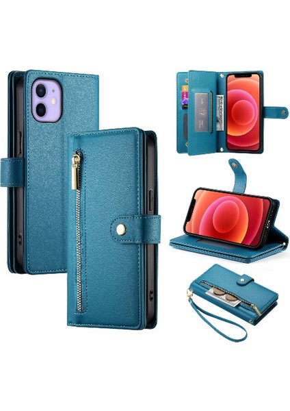 IPhone 12 Için Flip Case Çok Fonksiyonlu Standı Crossbody Kayış Cüzdan (Yurt Dışından)