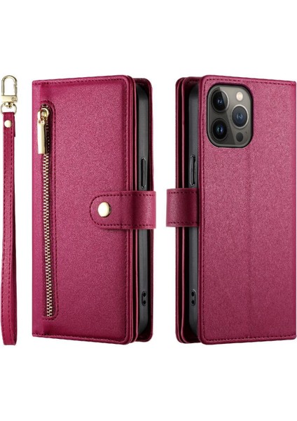 IPhone 13 Için Flip Case Pro Max Çok Fonksiyonlu Crossbody Kayış Cüzdan (Yurt Dışından)