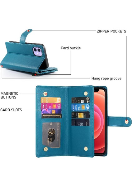 IPhone 12 Pro Için Flip Case Crossbody Kayış Iş Çok Fonksiyonlu (Yurt Dışından)