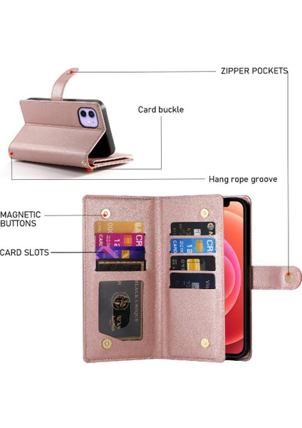 IPhone 12 Pro Için Flip Case Crossbody Kayış Iş Çok Fonksiyonlu (Yurt Dışından)