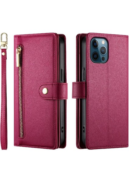 IPhone 12 Için Flip Case Pro Max Crossbody Kayış Iş Standı Cüzdan (Yurt Dışından)