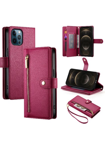 IPhone 12 Için Flip Case Pro Max Crossbody Kayış Iş Standı Cüzdan (Yurt Dışından)