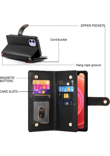 IPhone 12 Pro Için Flip Case Crossbody Kayış Iş Çok Fonksiyonlu (Yurt Dışından)