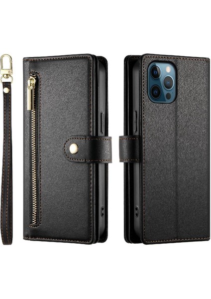 IPhone 12 Için Flip Case Pro Max Crossbody Kayış Iş Standı Cüzdan (Yurt Dışından)