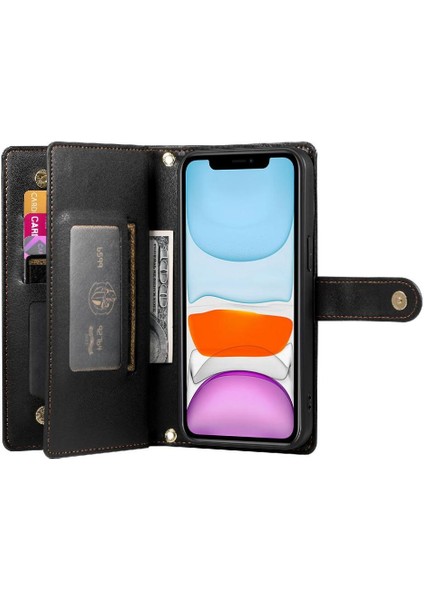 IPhone 11 Için Flip Case Crossbody Kayış Standı Cüzdan Çok Fonksiyonlu (Yurt Dışından) fırsatları