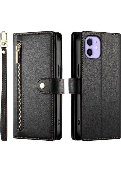 IPhone 12 Için Flip Case Çok Fonksiyonlu Standı Crossbody Kayış Cüzdan (Yurt Dışından)