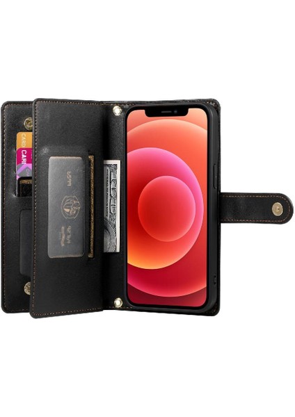 IPhone 12 Için Flip Case Çok Fonksiyonlu Standı Crossbody Kayış Cüzdan (Yurt Dışından)