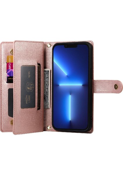 IPhone 13 Için Flip Case Pro Max Çok Fonksiyonlu Crossbody Kayış Cüzdan (Yurt Dışından)
