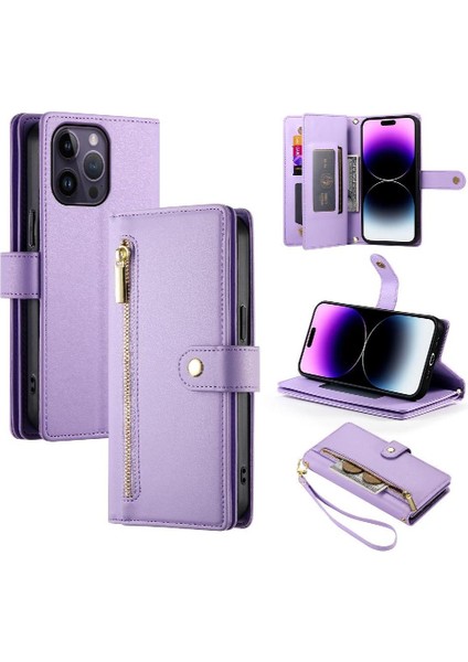IPhone 14 Için Flip Case Pro Max Iş Crossbody Kayış Cüzdan Standı (Yurt Dışından)