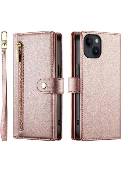 IPhone 14 Için Flip Case Çok Fonksiyonlu Iş Crossbody Kayış Cüzdan (Yurt Dışından)