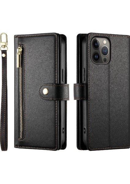 IPhone 13 Için Flip Case Pro Max Çok Fonksiyonlu Crossbody Kayış Cüzdan (Yurt Dışından)