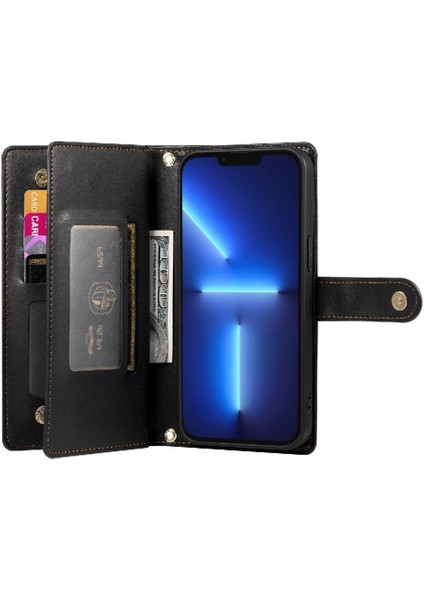 IPhone 13 Için Flip Case Pro Max Çok Fonksiyonlu Crossbody Kayış Cüzdan (Yurt Dışından)