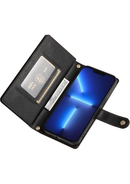 IPhone 13 Için Flip Case Pro Max Çok Fonksiyonlu Crossbody Kayış Cüzdan (Yurt Dışından)