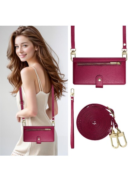 IPhone 14 Için Flip Case Artı Crossbody Kayış Cüzdan Çok Fonksiyonlu Standı (Yurt Dışından)