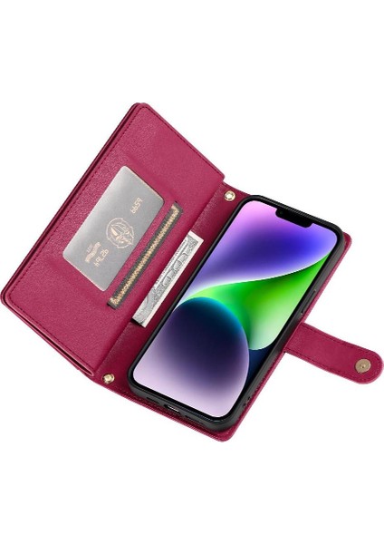 IPhone 14 Için Flip Case Artı Crossbody Kayış Cüzdan Çok Fonksiyonlu Standı (Yurt Dışından)