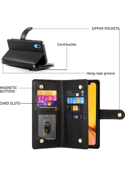 IPhone Xr Standı Cüzdan Çok Fonksiyonlu Crossbody Askısı Için Flip Case (Yurt Dışından)