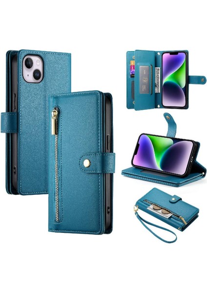 IPhone 14 Için Flip Case Artı Crossbody Kayış Cüzdan Çok Fonksiyonlu Standı (Yurt Dışından)