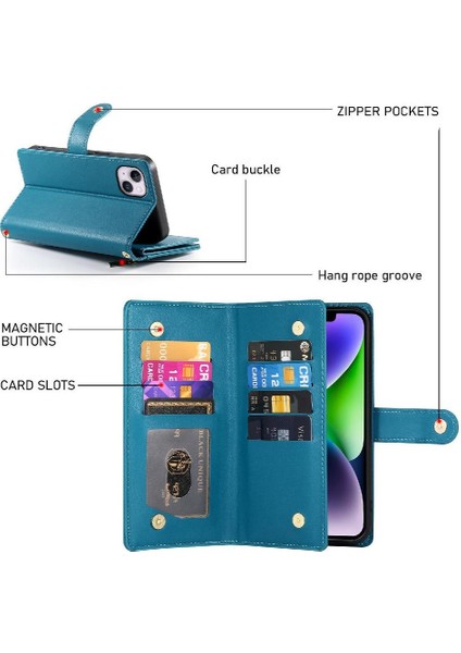 IPhone 14 Için Flip Case Artı Crossbody Kayış Cüzdan Çok Fonksiyonlu Standı (Yurt Dışından)