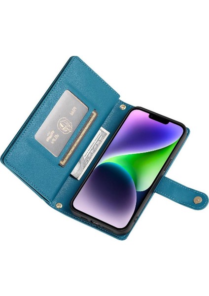 IPhone 14 Için Flip Case Artı Crossbody Kayış Cüzdan Çok Fonksiyonlu Standı (Yurt Dışından)