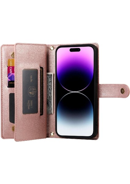 IPhone 14 Için Flip Case Pro Max Iş Crossbody Kayış Cüzdan Standı (Yurt Dışından)