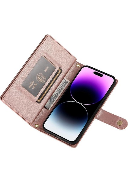 IPhone 14 Için Flip Case Pro Max Iş Crossbody Kayış Cüzdan Standı (Yurt Dışından)